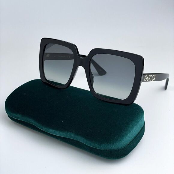 NEW Gucci GG0418S 001 Black Grey Square Women Sunglasses